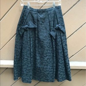 Vintage 50s Black Silk Brocade Style Circle Skirt